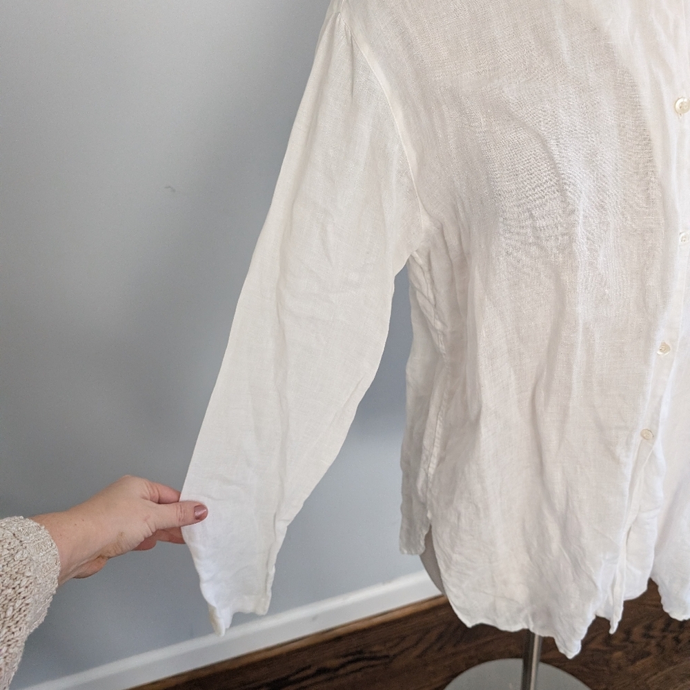Vintage Women's J.Crew linen tunic blouse, early 1990s White Thin Medium - Picture 2 of 8